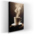 Serene Coffee Cup with Rising Steam - Black & White Canvas Wall Art