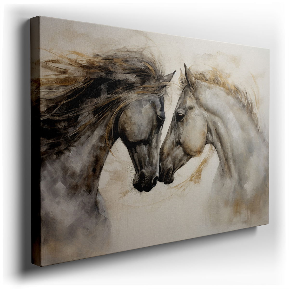 Serene Connection of Two Horses - Canvas Wall Art