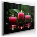Serene Set of Three Pink Candles - Modern Zen Canvas Wall Art