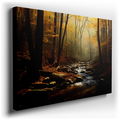 Serene Stream Amidst Autumn's Vibrant Canopy - Nature Canvas Wall Art