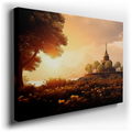 Serene Temple in a Verdant Landscape - Spiritual Canvas Wall Art