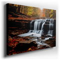 Serene Waterfall and Autumn Foliage - Tranquil Canvas Wall Art