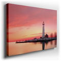Serene White Lighthouse at Sunset - Coastal Canvas Wall Art