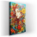 Serene Woman Surrounded by Vibrant Flowers - Canvas Wall Art