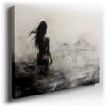 Solitary Silhouette in Misty Waters - Abstract Canvas Wall Art