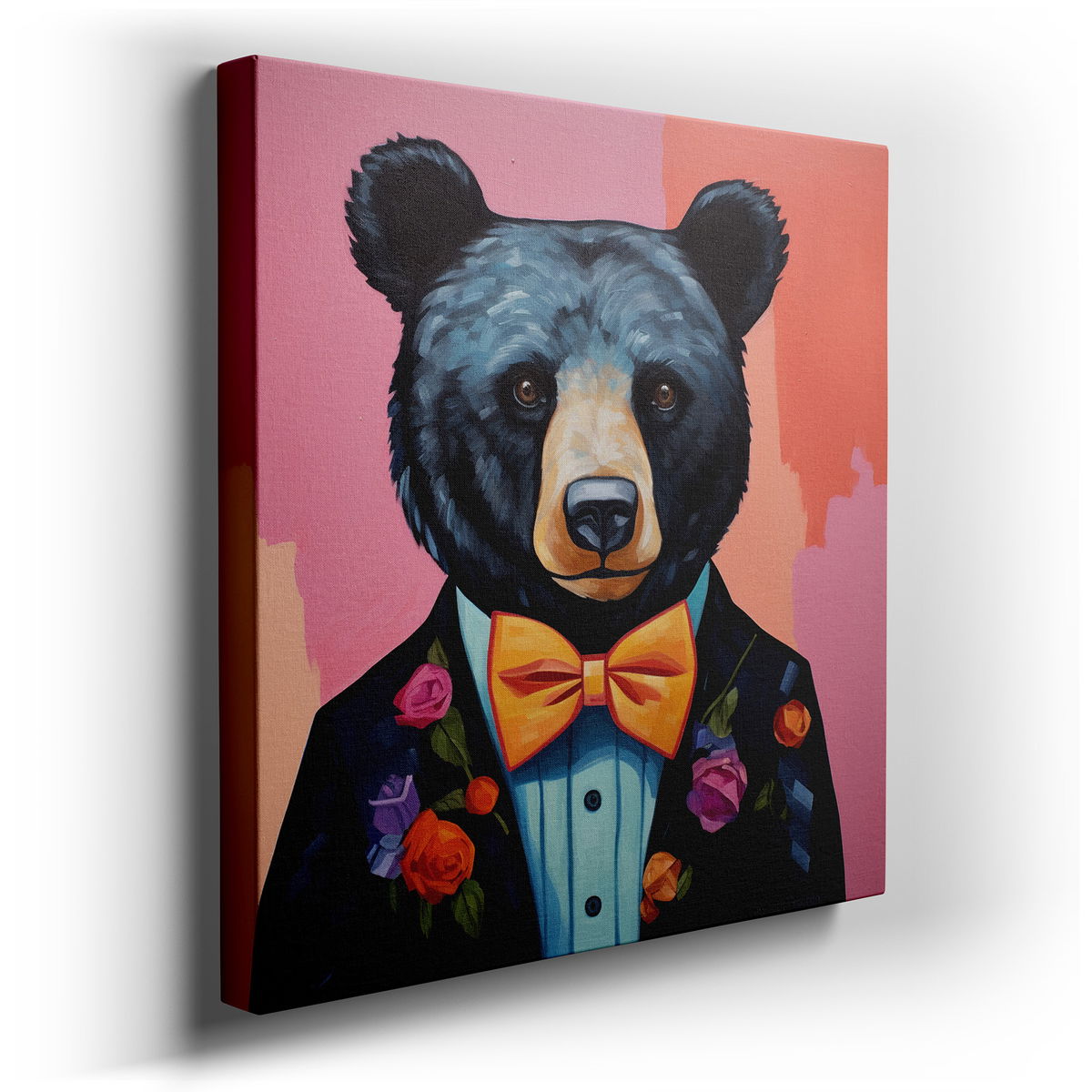 Stylish Bear in Elegant Attire - Colorful Canvas Wall Art