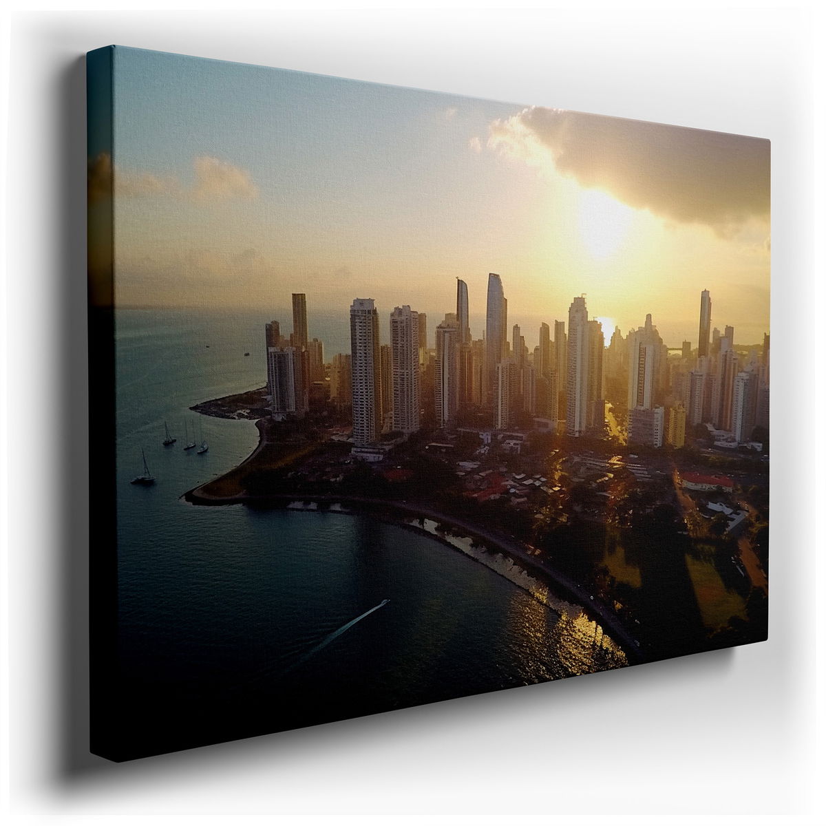 Sunset Cityscape - Modern Vibrant Canvas Wall Art