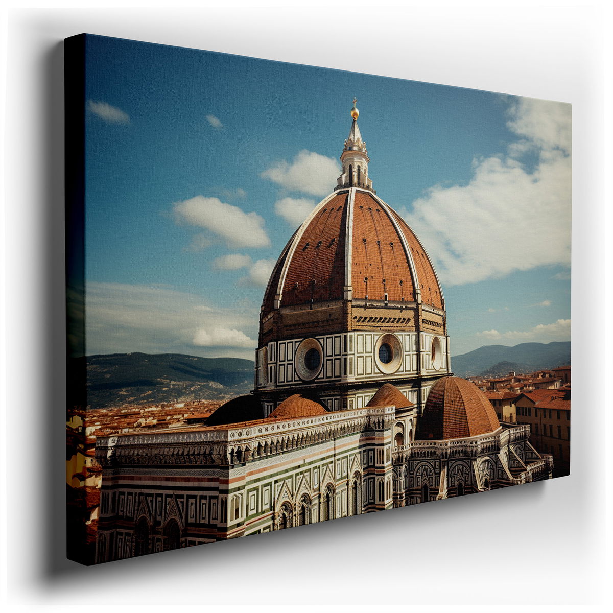 Sunset Over Florence's Cathedral Dome - Blue & Brown Canvas Wall Art