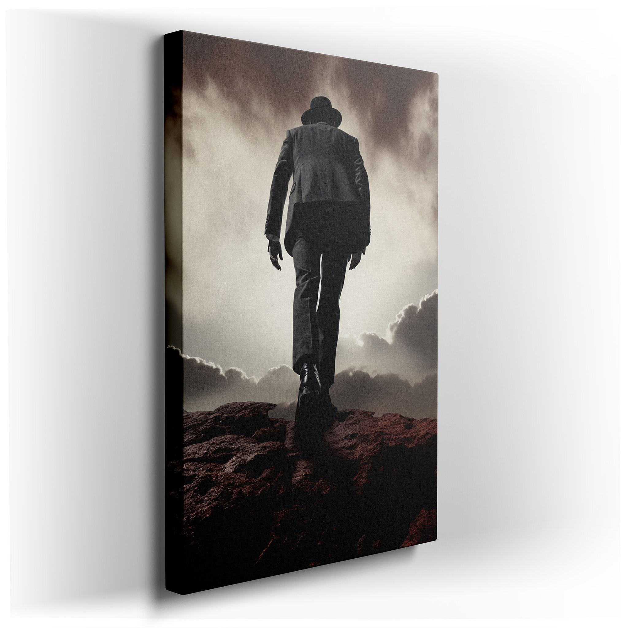 "The Journey of Solitude and Struggle Under a Tumultuous Sky" - Large Canvas for Office, Bedroom, and Living Room Decor