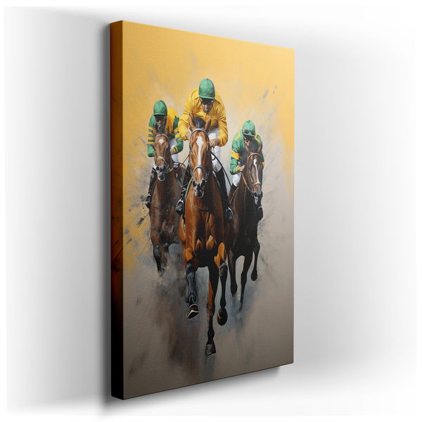 Thunderous Gallop - Dynamic Horse Racing Canvas Wall Art