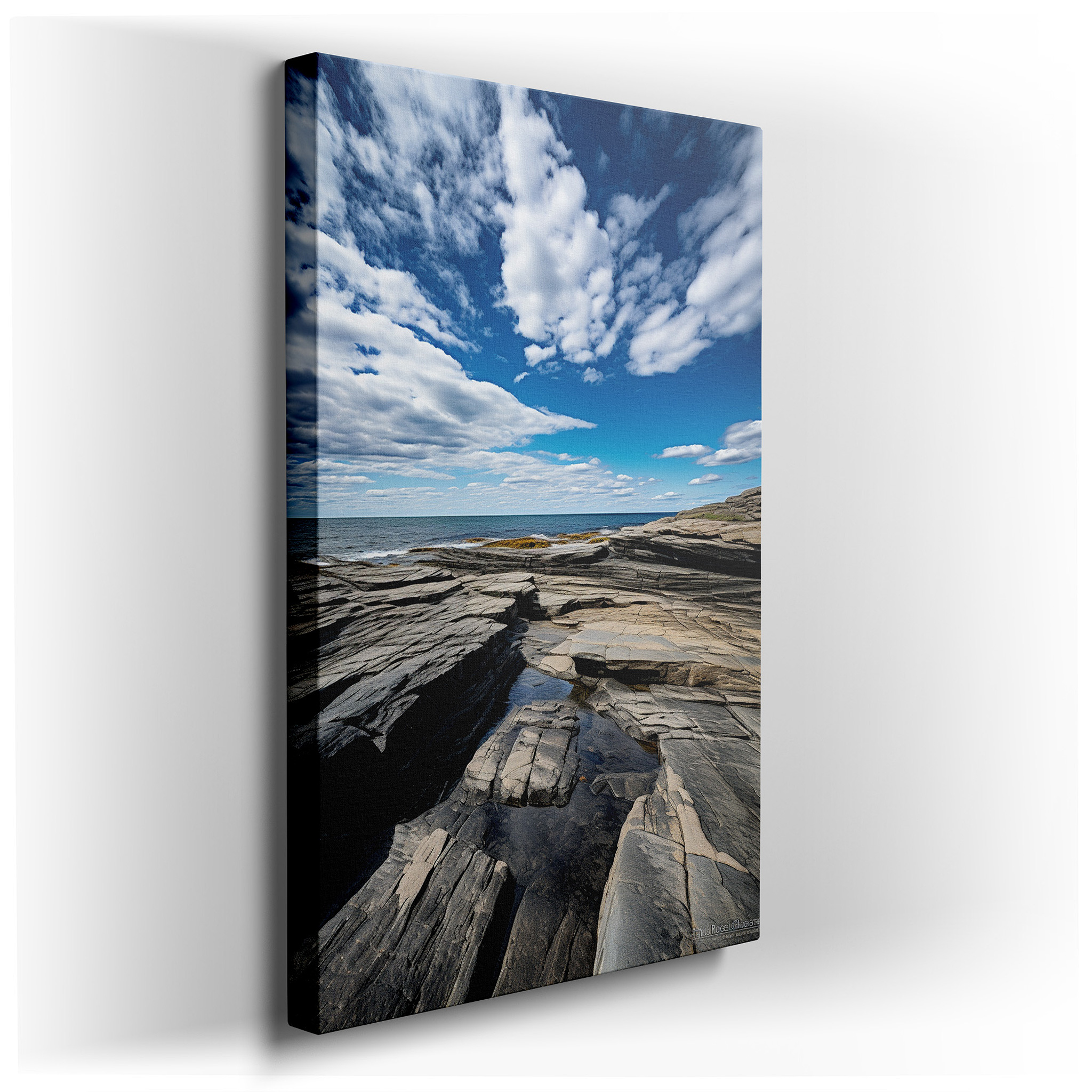 "Timeless Dance of Earth and Sky" - Panoramic Rugged Coastline and Moody Clouds, Large Canvas Wall Art for Home and