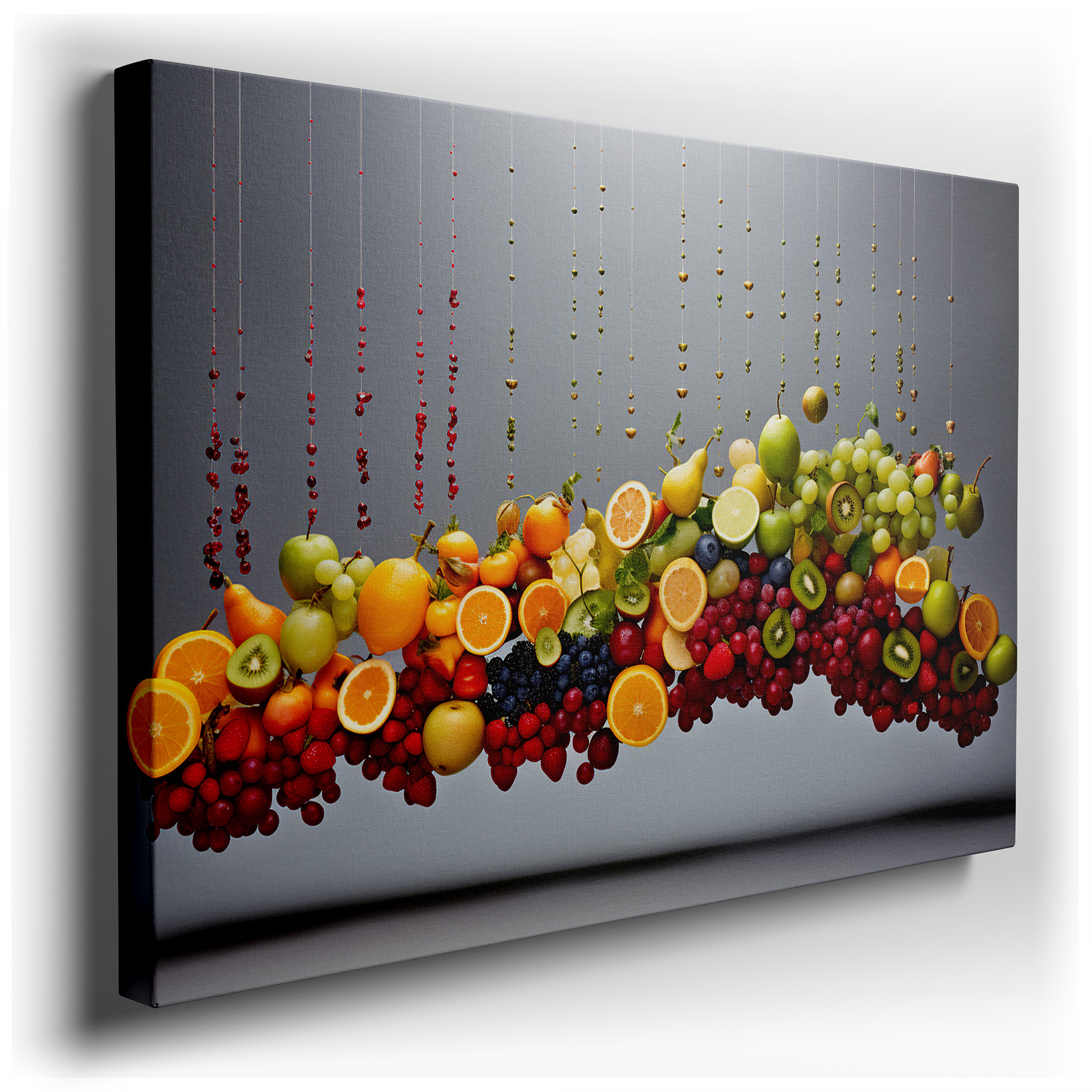 Wall Decor: Captivating Floating Fruit Display Showcasing Nature's Playful Bounty - Ideal for Living Room, Office, or