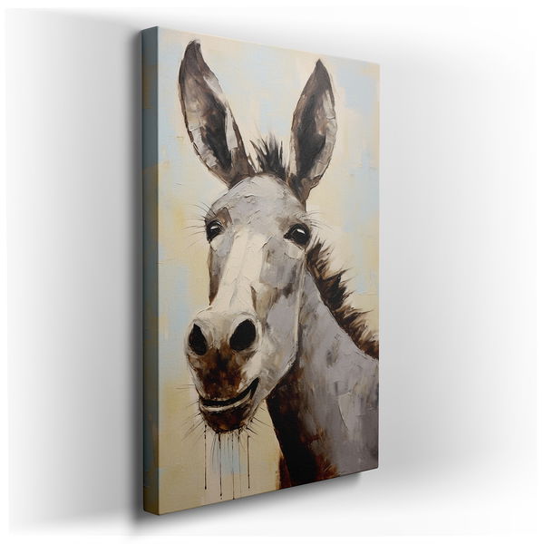 Delightful Donkey Portrait - Warm Earth Tones Canvas Wall Art