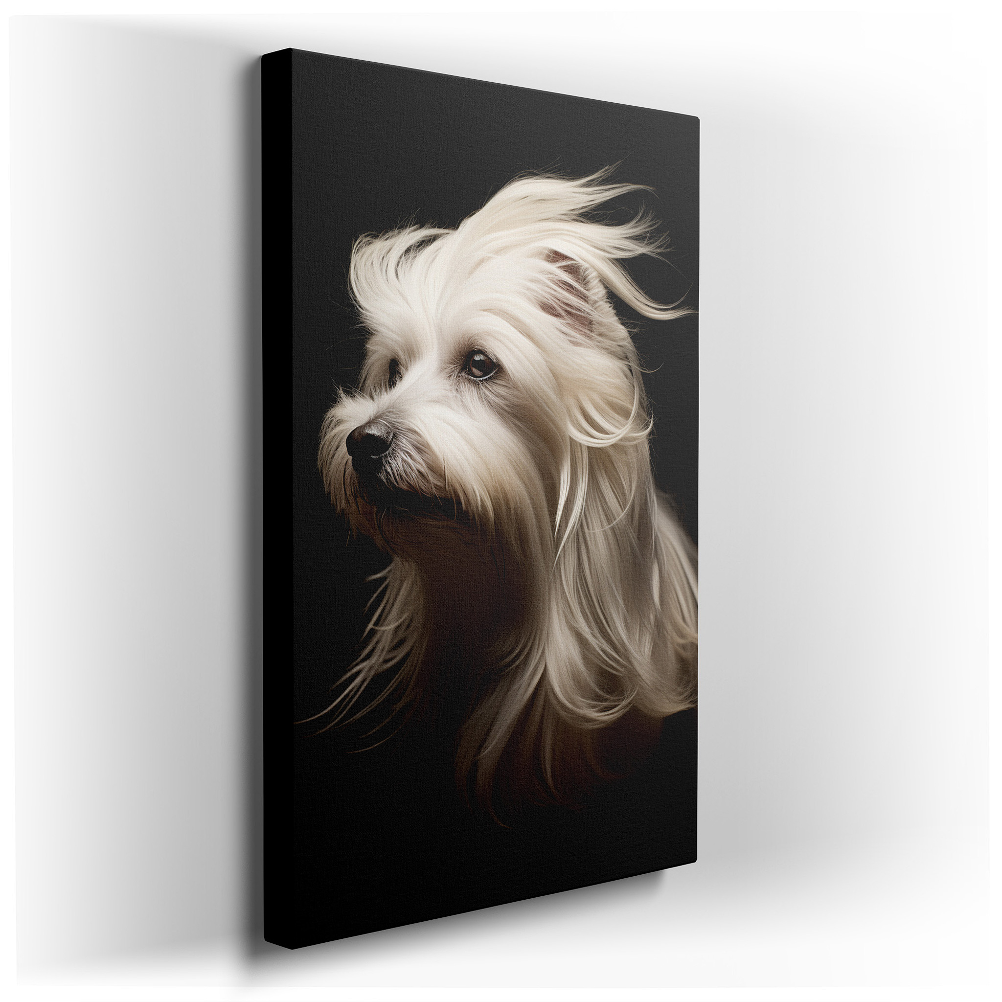 Wall Decor: Elegant Long - Haired Dog in Enchanted Light - Symbolizing Canine Grace and Sophistication, Large Canvas
