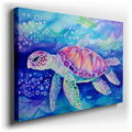 Elegant Turtle Traverses Blue Waters - Abstract Canvas Wall Art
