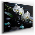 Elegant White Orchids and Serene Stones - Zen Canvas Wall Art