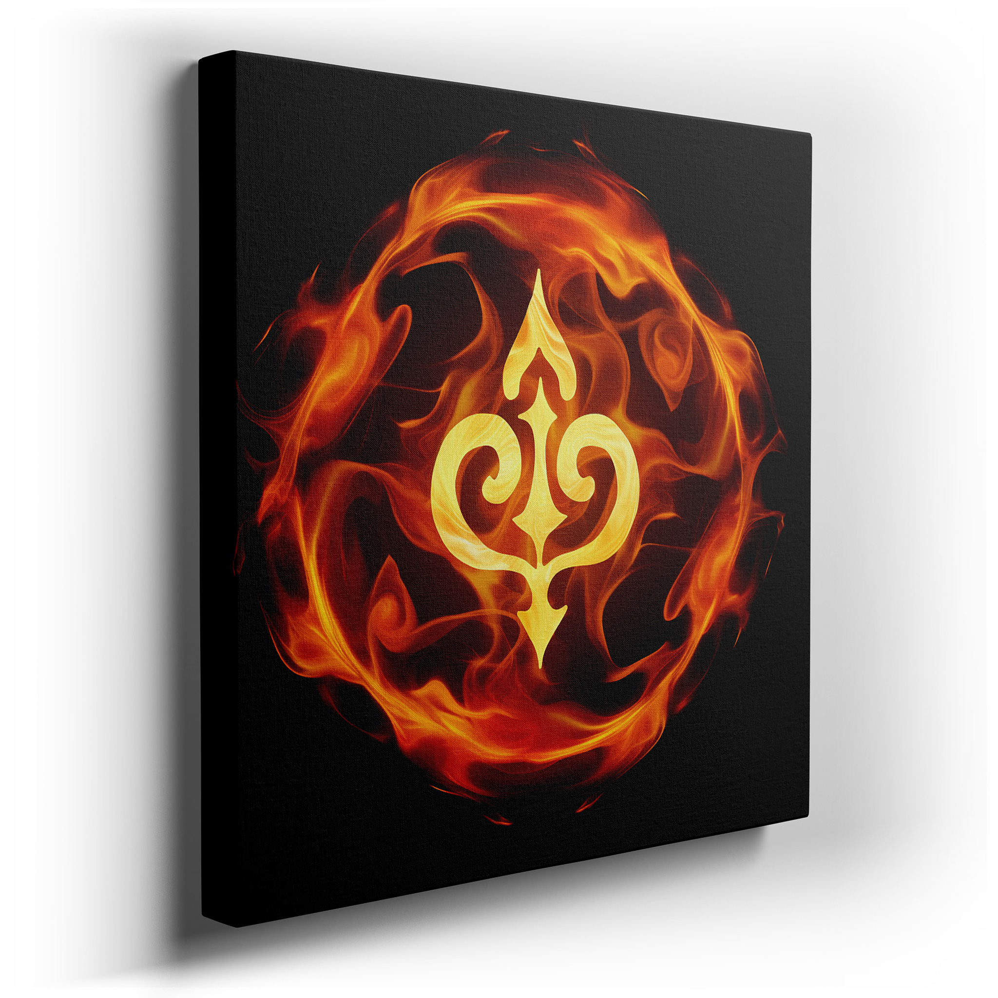 Wall Decor: Fiery Emblem of Passion and Resilience, Symbolizing Dynamic Intensity and Motivation - Large Canvas Art for