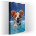 Joyful Dog Frolicking in a Sunny Pool - Colorful Canvas Wall Art