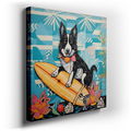 Joyful Summer Adventures - Surfing Dog in Sunglasses Canvas Wall Art