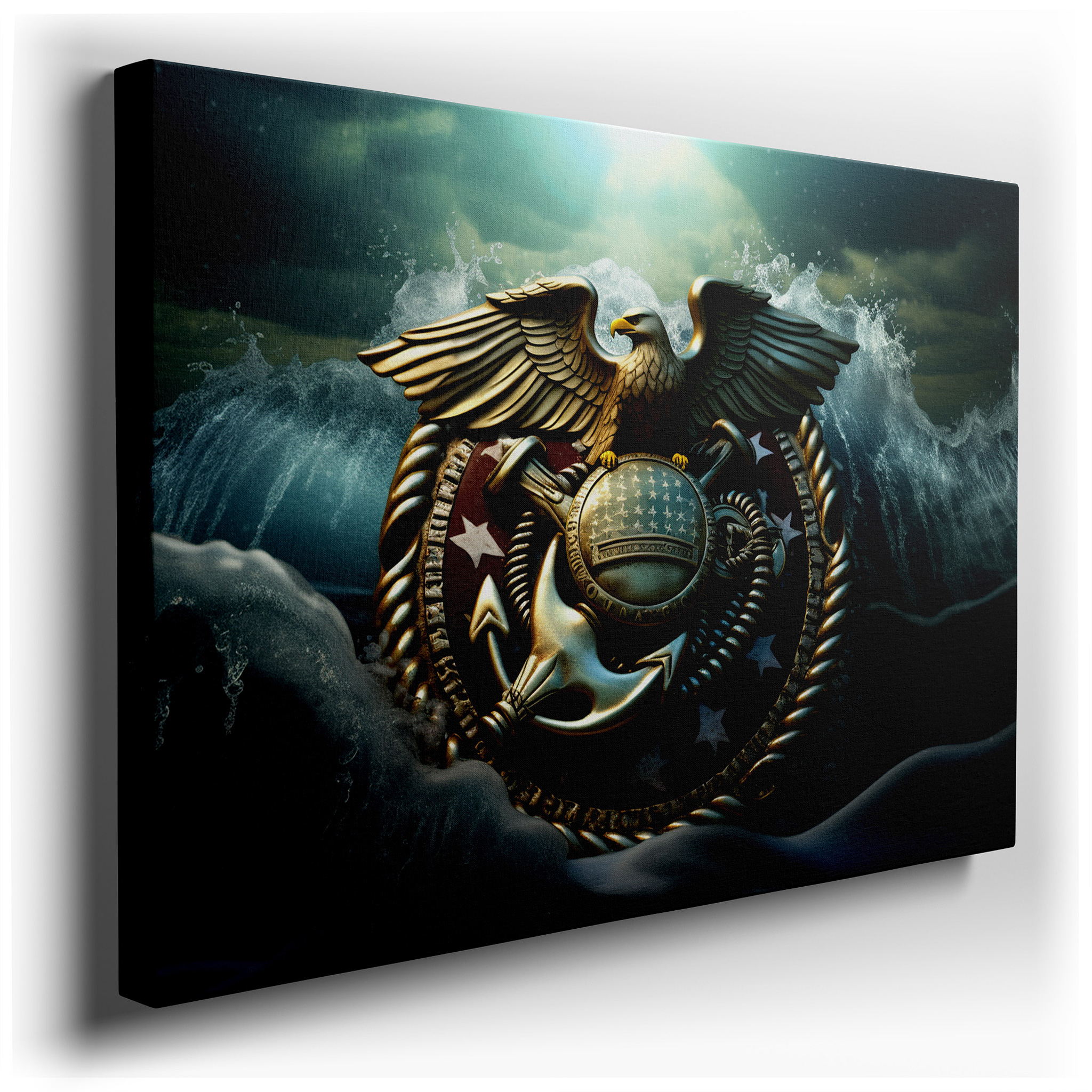 Wall Decor: Majestic Eagle on Weathered Anchor, Emblematic of Maritime Power and National Pride - Large Canvas Art for