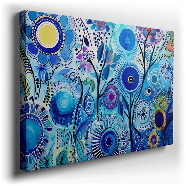 Serene Blue and Green Floral Canvas Art for Any Space