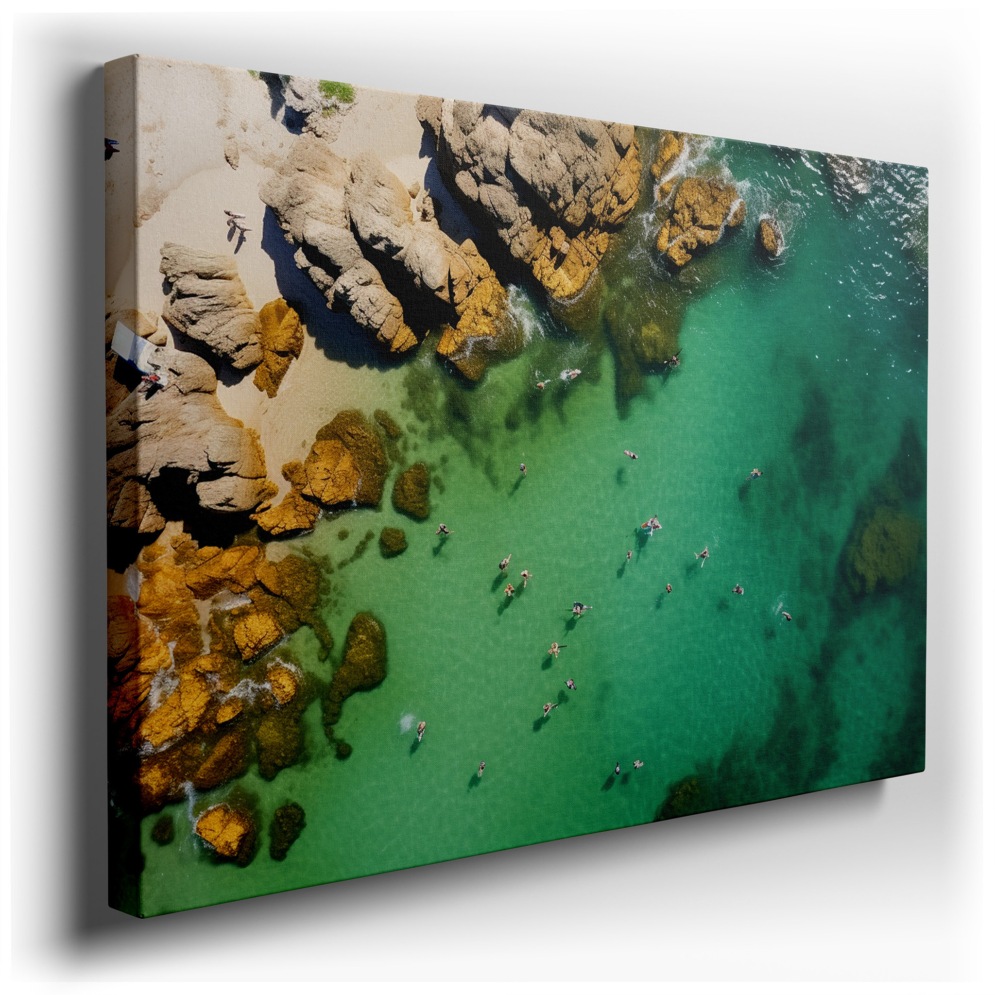 Wall Decor: Serene Turquoise Waters and Tranquil Shores - Aerial View of Nature's Harmony | Large Canvas Art for Office