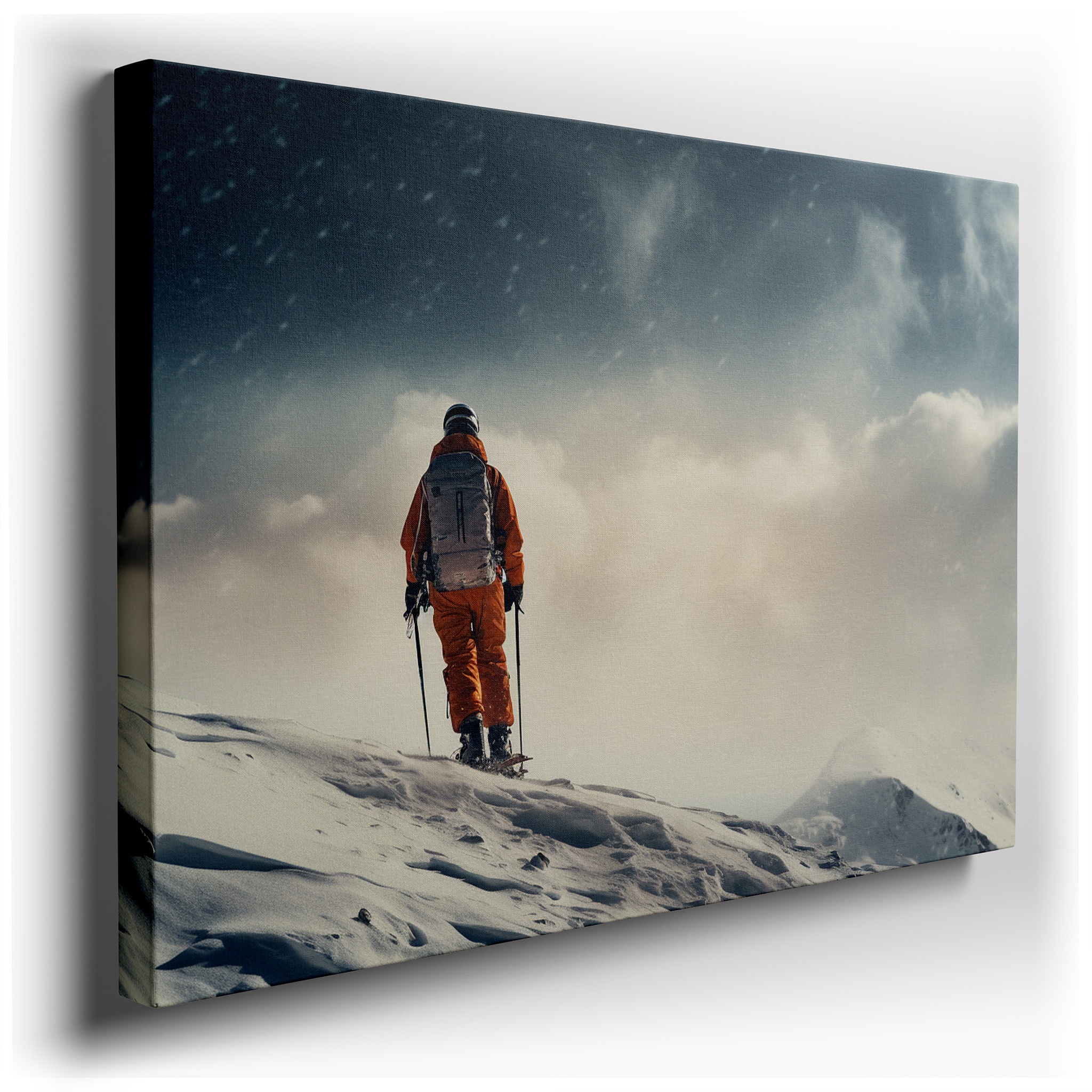 Wall Decor: The Solo Traveler's Brave Trek Across Snow - Covered Peaks - Large Canvas Art for Home and Office wrapped