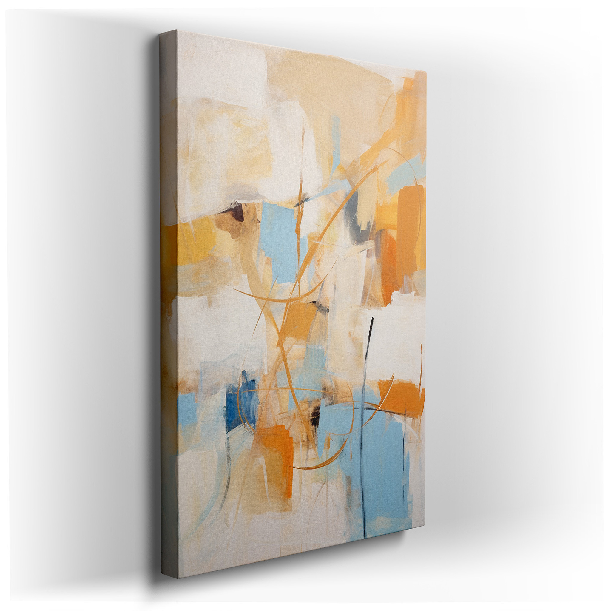 Warm Earthy Tones and Dynamic Abstract Lines: Large Canvas Wall Art for Office and Bedroom Decor wrapped canvas - main