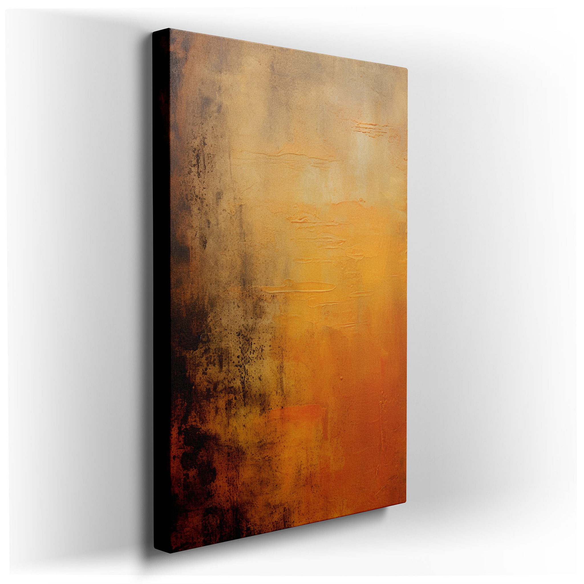 Warm Orange and Cool Brown Tones on Textured Canvas, Large Wall Art for Office or Bedroom Decor wrapped canvas - main