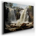 Waterfall Cascade Surrounded by Foliage - Large Canvas Wall Art