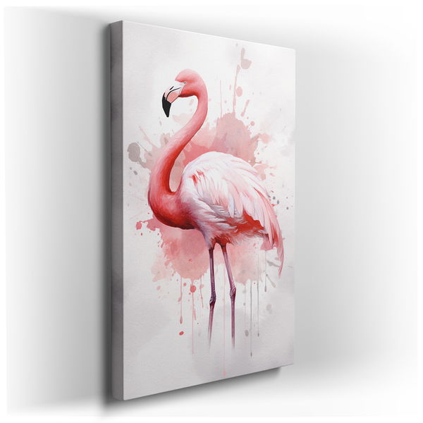 Whimsical Flamingo Watercolor - Vibrant Canvas Wall Art