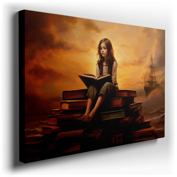Golden Light of Knowledge - Whimsical Canvas Wall Art