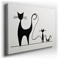 Whimsical Black Cats - Minimalist Canvas Wall Art