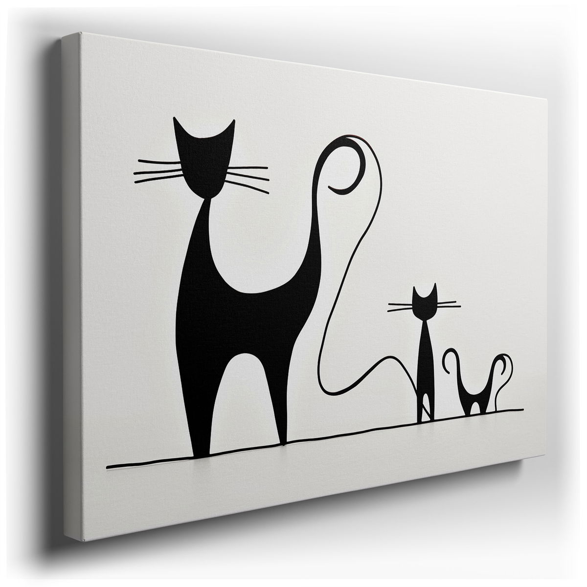 Whimsical Black Cats - Minimalist Canvas Wall Art