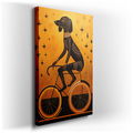 Whimsical Black Dog on a Bicycle - Surreal Canvas Wall Art