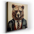 Chic Bear in Suit and Glasses - Whimsical Canvas Wall Art
