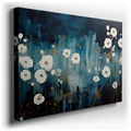 White Flowers on Blue Canvas for Office Decor