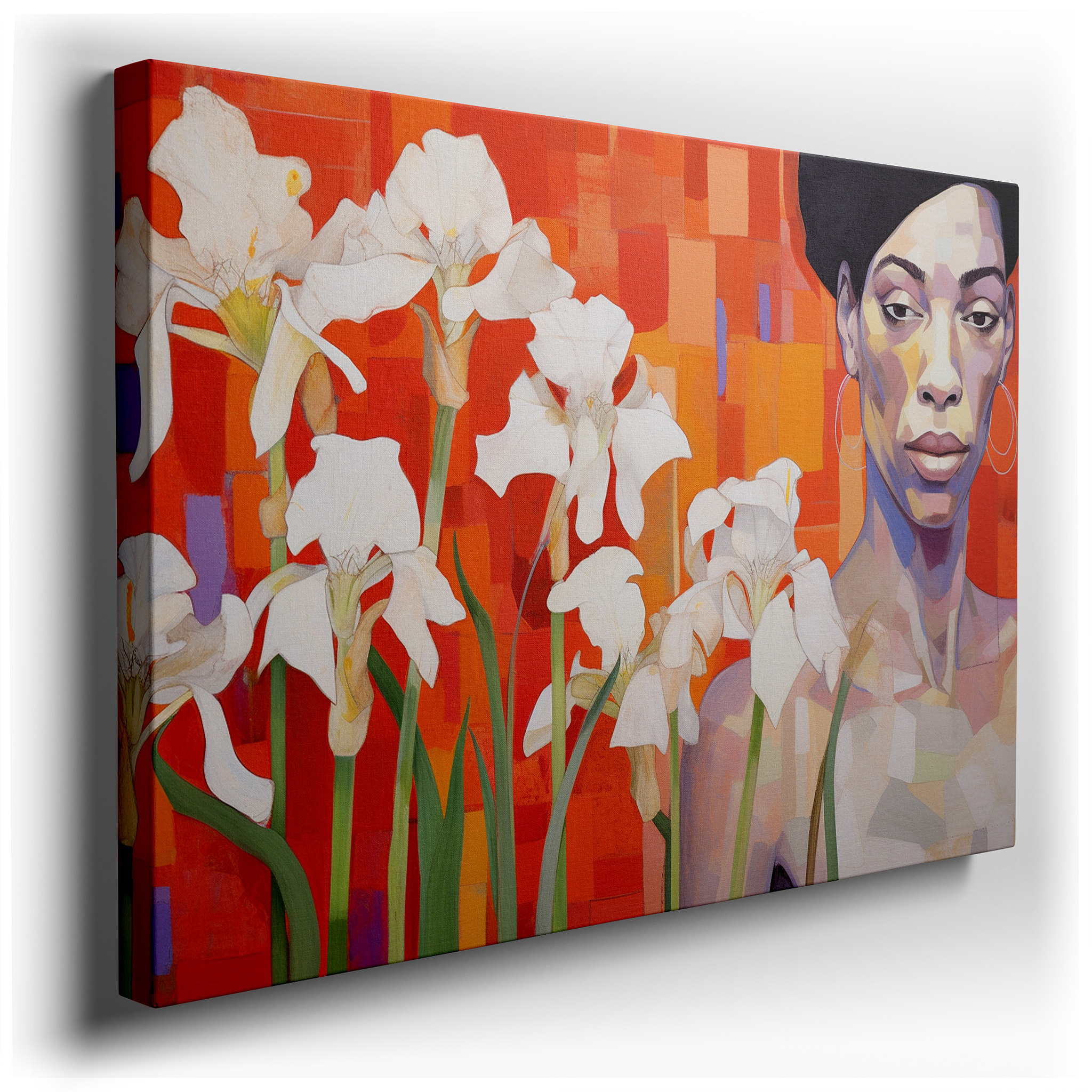Woman Among Irises - A Bold Display of Power and Femininity Large Wall Art, Canvas Wall Art, Wall Decor, Office Wall