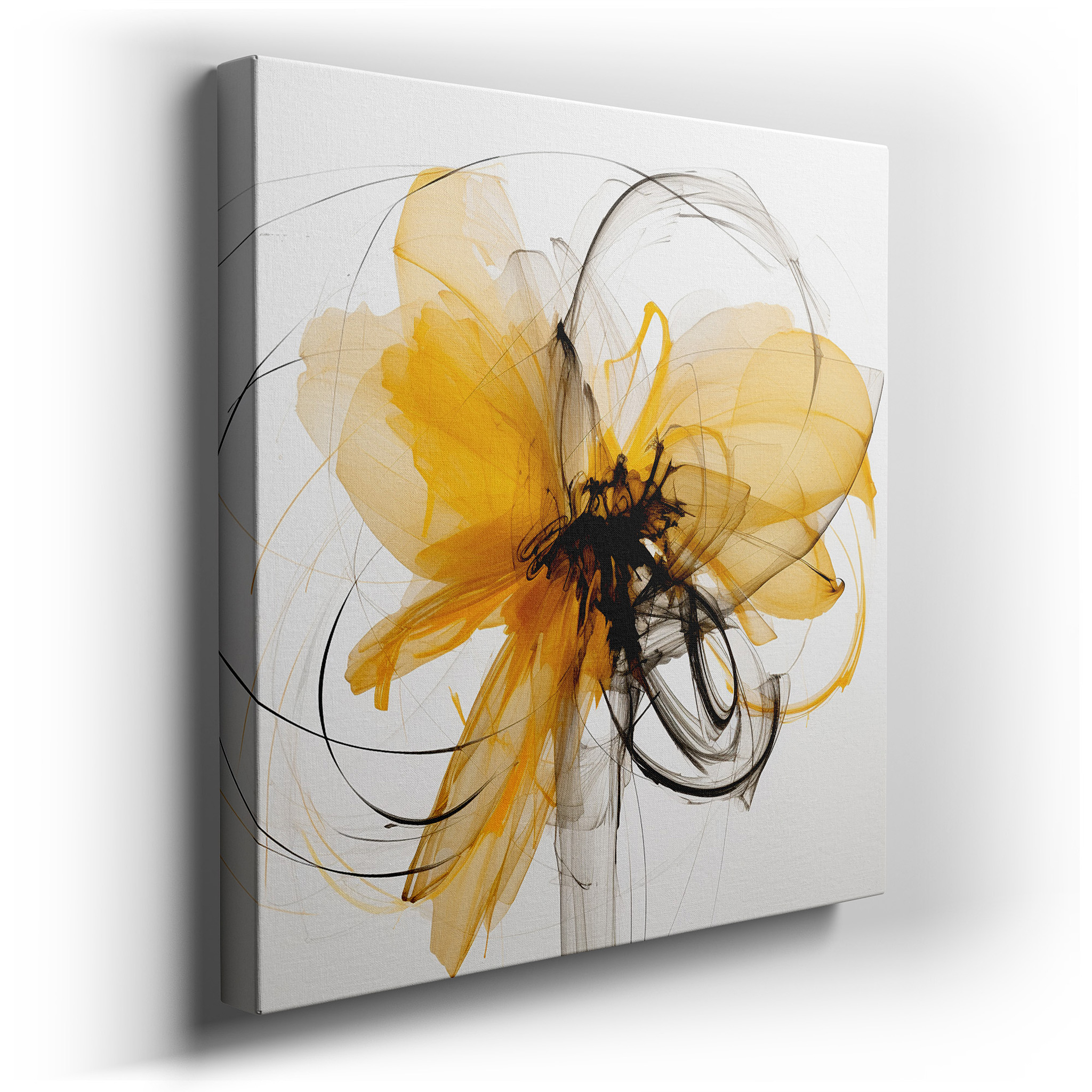 Yellow and Black Passionate and Creative Large Wall Art, Canvas Decor for Office, Bedroom, and Living Spaces wrapped